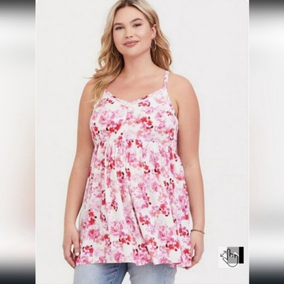 ⚘️⚘️Nwot Torrid Babydoll Challis Smocked Cami 3 - Picture 1 of 6